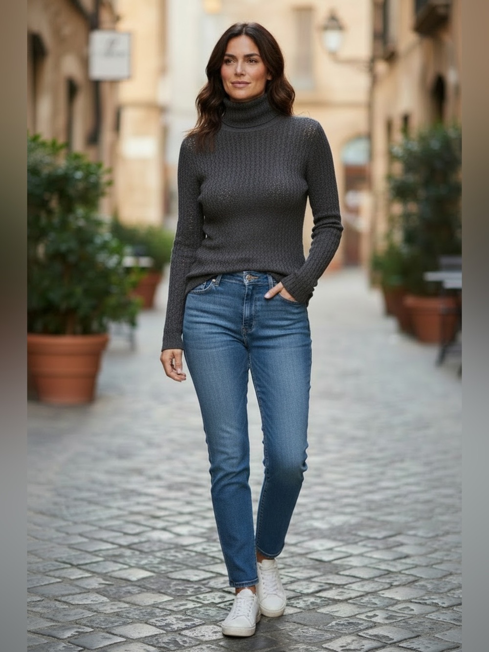 Dolce&Gabbana women's black turtleneck sweater openwork silk high collar US6